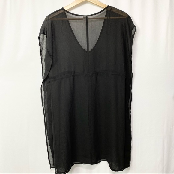 Merona- Black Sheer V neck drawstring Coverup S - Picture 7 of 8
